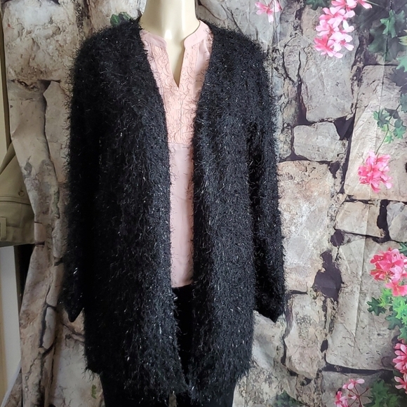 New Skies are Blue black open front cardigan - Picture 1 of 8